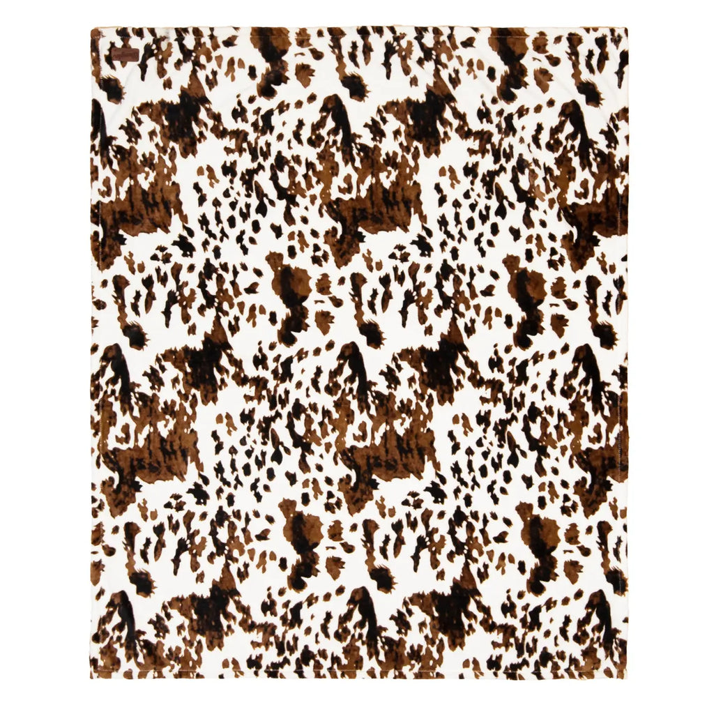 Tri‑Color Cowhide Plush Throw Blanket – Heavyweight, Ultra‑Soft Design